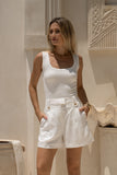 Sora White Tailored Shorts