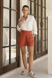 Sora Terracotta Red Tailored Shorts