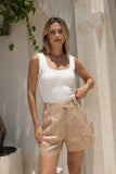 Sora Camel Tailored Shorts