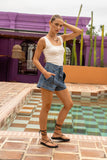 Denia Blue Denim Cargo Shorts