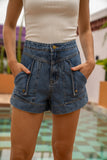 Denia Blue Denim Cargo Shorts