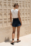 Denia Dark Blue Denim Cargo Shorts