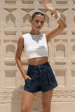 Denia Dark Blue Denim Cargo Shorts