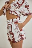 Mira Brown Sea Shells Tropical Ric Rac Shorts