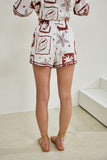 Mira Brown Sea Shells Tropical Ric Rac Shorts