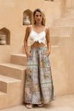 Nyahra Green Tropical Wide Leg Cropped Pants