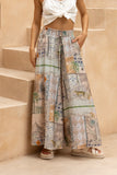 Nyahra Green Tropical Wide Leg Cropped Pants