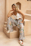 Nyahra Green Tropical Wide Leg Cropped Pants