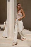 Louisa Cream Jacquard Pants