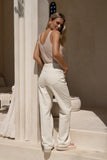 Louisa Cream Jacquard Pants