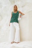 Isabel White Linen Blend Pants