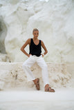 Cairo White Linen Blend Pants