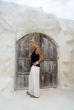 Cairo White Linen Blend Pants