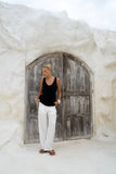 Cairo White Linen Blend Pants