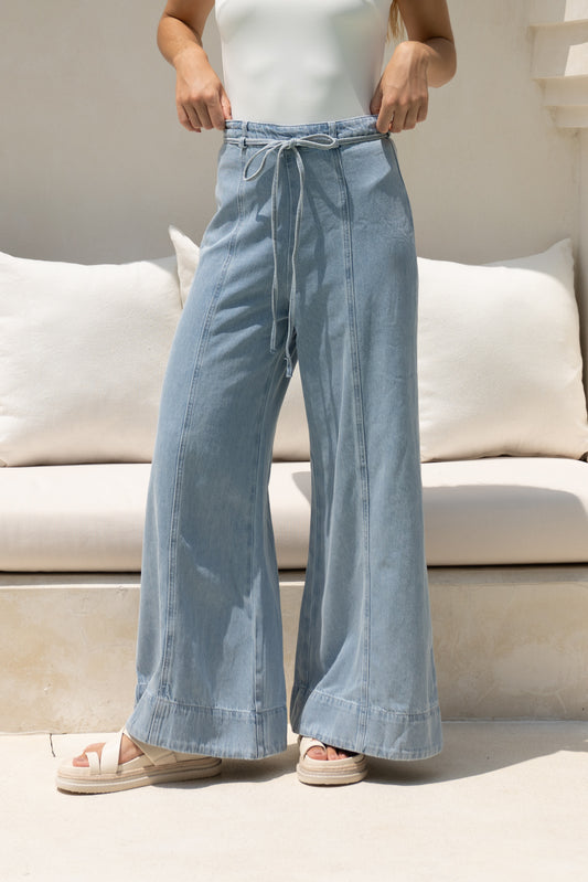 Monty Blue Denim Wide Leg Jeans