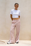Leah Pink White Contrast Stripe Trackpants