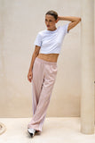 Leah Pink White Contrast Stripe Trackpants