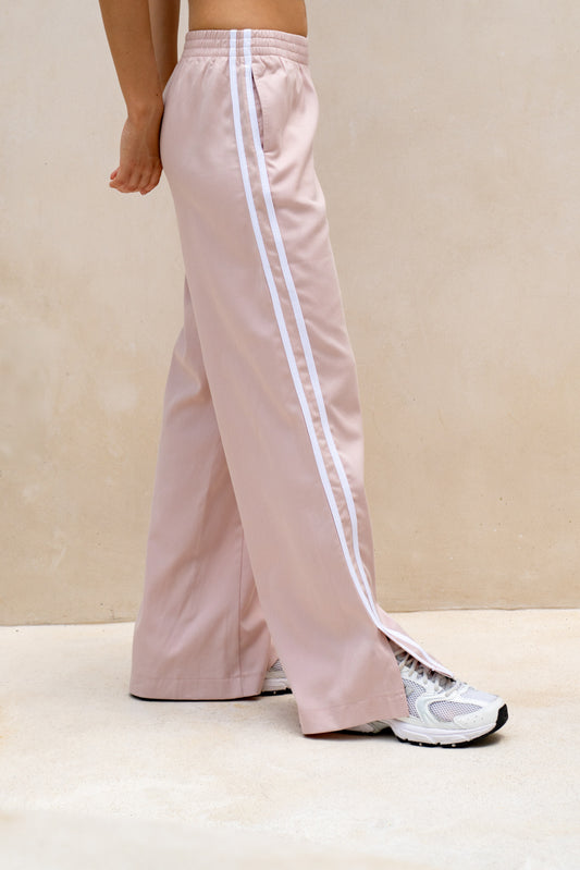 Leah Pink White Contrast Stripe Trackpants