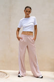 Leah Pink White Contrast Stripe Trackpants
