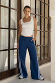 Leah Blue White Contrast Stripe Trackpants