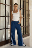 Leah Blue White Contrast Stripe Trackpants