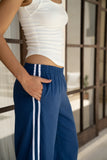Leah Blue White Contrast Stripe Trackpants