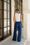 Leah Blue White Contrast Stripe Trackpants