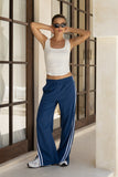 Leah Blue White Contrast Stripe Trackpants