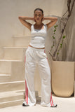 Leah White Red Contrast Stripe Trackpants