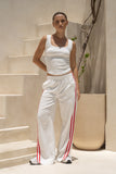 Leah White Red Contrast Stripe Trackpants