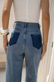 Jules Blue Denim Contrast Pocket Jeans