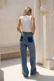Jules Blue Denim Contrast Pocket Jeans
