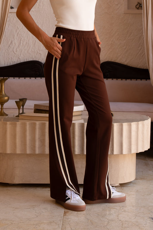 Kirah Brown Stripe Trackpants
