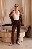 Kirah Brown Stripe Trackpants