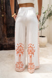 Aluna Coral Abstract Tailored Wide Leg Pants