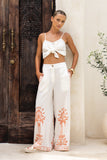 Aluna Coral Abstract Tailored Wide Leg Pants