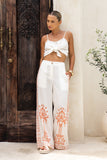 Aluna Coral Abstract Tailored Wide Leg Pants