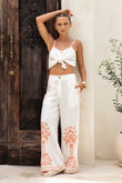 Aluna Coral Abstract Tailored Wide Leg Pants