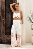 Aluna Coral Abstract Tailored Wide Leg Pants