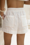 Katerin Off-White Contrast Stitch Shorts
