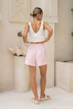 Katerin Pink Contrast Stitch Shorts
