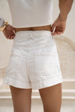 Kiki White Contrast Stitch Denim Shorts