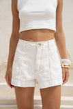 Kiki White Contrast Stitch Denim Shorts
