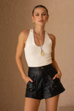 Orin Black PU Shorts