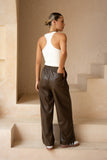 Zora Brown PU Pants