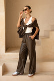 Zora Brown PU Pants