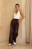 Zora Wine Red PU Pants