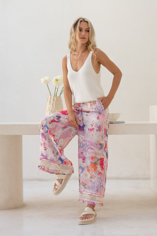 Elani Pink Floral Pants