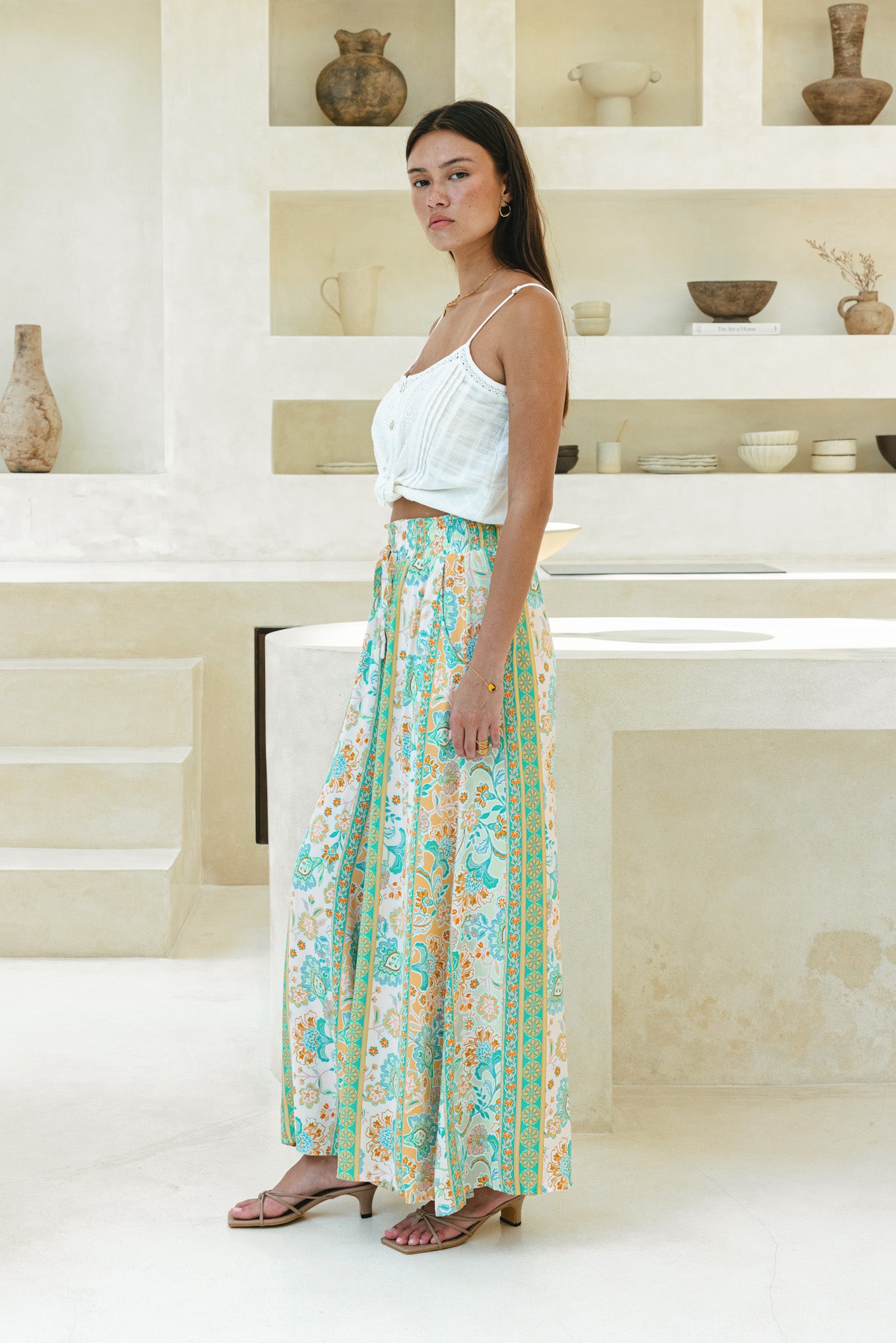 Green boho pants sale