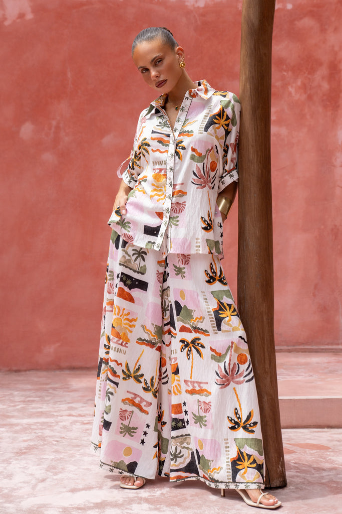 Heychic Melina Multicolour Wide Leg Cropped Pants (Floral) main image 0